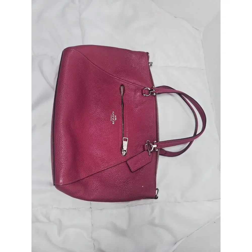 Vtg Coach Bag Prairie Burgundy Pebbled Leather No Strap Satchel Boho - Picture 4 of 10